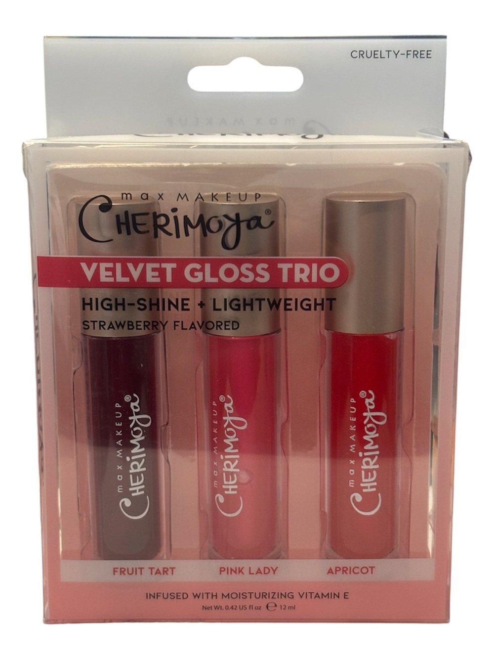 Max Makeup Cherimoya Lip Polish Clear Gloss 3 Pc Set New In Box The Creme Shop